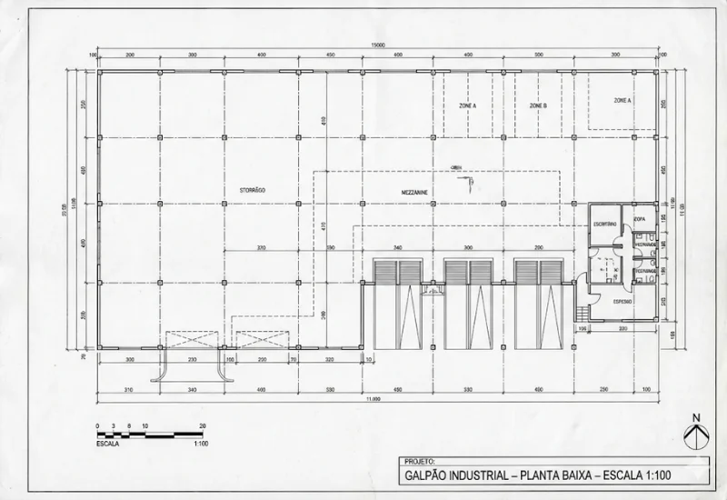 Planta Baixa Galpão Industrial - Projeto Técnico